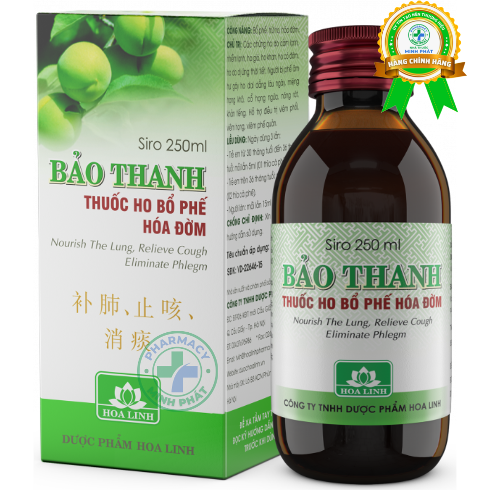 Siro Ho Bảo Thanh Hỗ Trợ Điều Trị Viêm Họng, Viêm Phế Quản (Chai 125Ml)